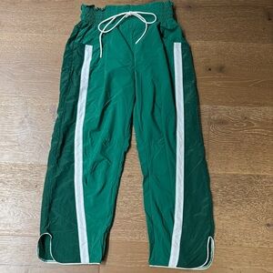 Free People FP Movement Green Track Pants White Side Stripe Size S